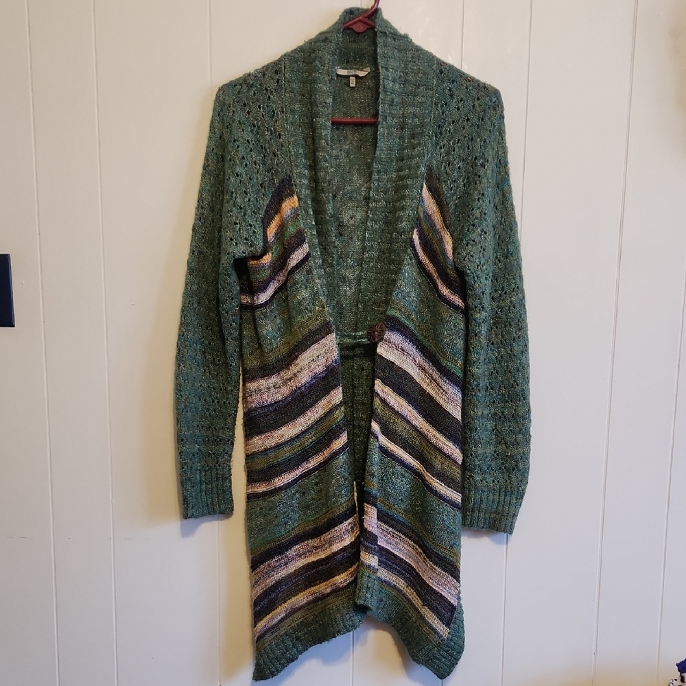 Y2K BKE Hi-Lo Striped Cardigan Sz XL